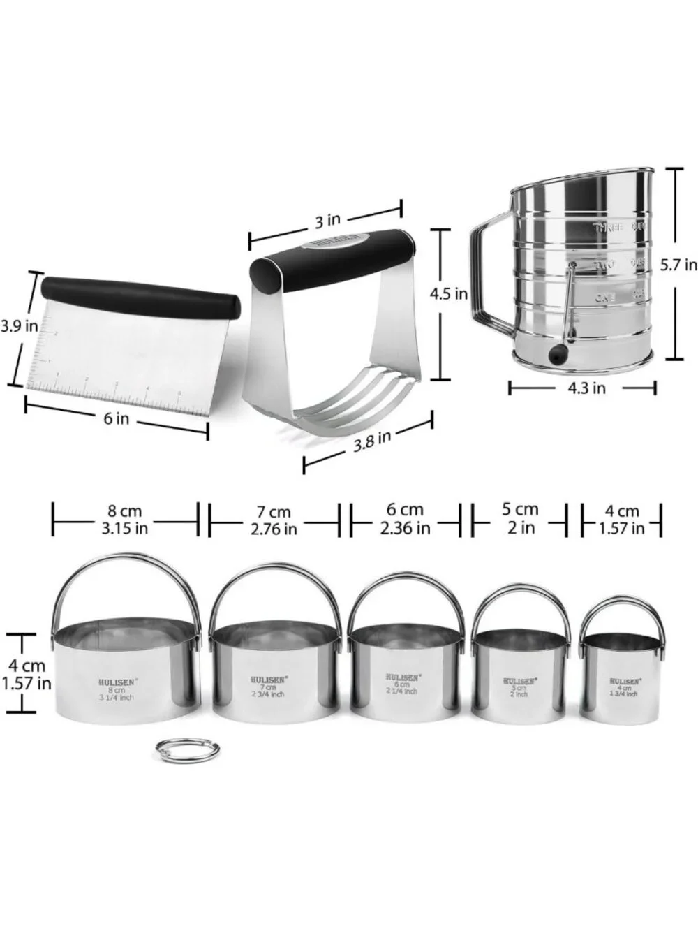 4-Piece Professional Baking Set: Pastry Cutter, Dough Blender & Sifter Tools